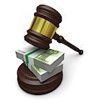 Money in justice, concept of high legal fees, corruption of financial law