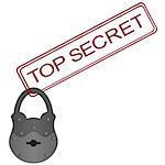 Padlock and the words "Top Secret." The illustration on a white background.