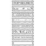 Reprints Print "Top Secret" in different languages. The illustration on a white background.