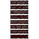 Reprints Print "Top Secret" in different languages. The illustration on a white background.