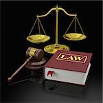 Gavel, scale and law books, symbols of law and legal education
