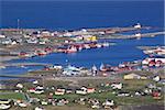 Industrial fishing port in town of Sorland on Lofoten islands in Norway