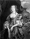 Anne Carr, Countess of Bedford (1615-1684) on engraving from 1831. Wealthy English noblewoman. Engraved by J.Thomson and published in ''Portraits of Illustrious Personages of Great Britain'',UK,1831.