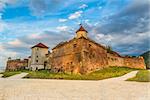 Brasov Citadel in the evening, Romania. Starting from 1981, after a consistent restoration, it became a touristic complex with medieval peculiarity.