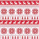 Red christmas vector background - scandynavian kntting style