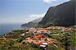 Orange city on the island of La Gomera between the rock and the Atlantic Ocean, Canary Islands, Spain