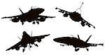 Military aircraft  silhouettes  collection. Vector EPS 8