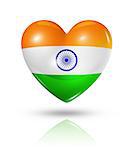 Love India symbol. 3D heart flag icon isolated on white with clipping path