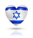 Love Israel symbol. 3D heart flag icon isolated on white with clipping path