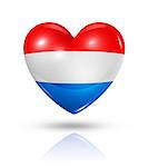 Love Netherlands symbol. 3D heart flag icon isolated on white with clipping path