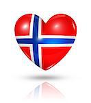 Love Norway symbol. 3D heart flag icon isolated on white with clipping path