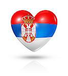 Love Serbia symbol. 3D heart flag icon isolated on white with clipping path