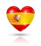 Love Spain symbol. 3D heart flag icon isolated on white with clipping path