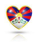 Love Tibet symbol. 3D heart flag icon isolated on white with clipping path