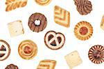 Various cookies pattern. On white background