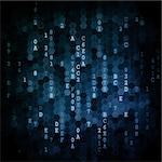 Digital Background. Pixelated Series Of Numbers Of Dark Blue Color Falling Down.