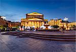 Fountain and Bolshoi Theater Illuminated in the Night, Moscow, Russia