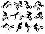 12 high quality bmx stunt silhouettes - vector