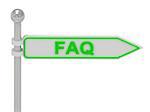 3d rendering of sign with green "FAQ", Isolated on white background