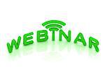 Webinar signal sign with green letters on white background