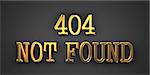 404 Not Found. Gold Text on Dark Background. Information Concept. 3D Render.