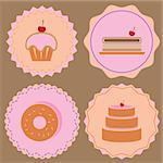 Variety of bakery icon color badges, stock vector