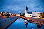 One of the many churches in Reykjavik area during twilight blue hour.