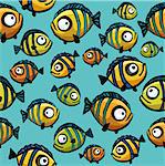 Cartoon seamless pattern with funny striped fishes