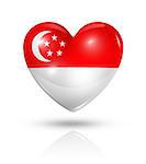 Love Singapore symbol. 3D heart flag icon isolated on white with clipping path