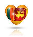 Love Sri Lanka symbol. 3D heart flag icon isolated on white with clipping path