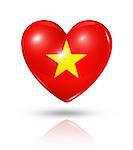 Love Vietnam symbol. 3D heart flag icon isolated on white with clipping path