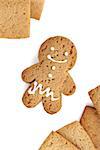 Gingerbread man and cookies. Isolated on white background