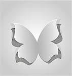 Illustration cut out butterfly, grey paper - vector