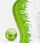 Illustration abstract brochure with global planet and grass - vector