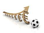 soccer ball and chart the growth of the euro on a white background