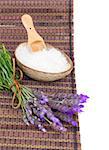 Fresh lavender spa  set - fresh flowers and aromatic salt on a table