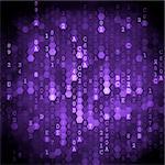 Digital Background. Pixelated Series Of Numbers Of Purple Color Falling Down.