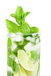 Fresh mojito cocktail isolated on white background