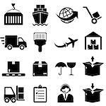 Cargo and shipping icon set