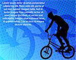 stunt bicyclist on the abstract background - vector