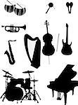 Musical instrument silhouettes - vector