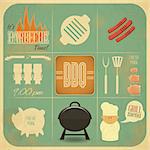 Vintage Design Grill and Barbecue Menu. BBQ Retro - Vector illustration