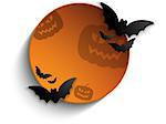 Halloween Bat Circle Frame Pumpkin Background