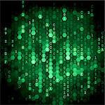 Digital Background. Pixelated Series Of Numbers Of Green Color Falling Down.