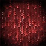 Digital Background. Pixelated Series Of Numbers Of Red Color Falling Down.