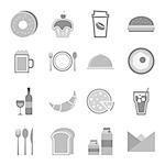 Food icons set on white background, stock vector