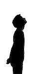 one caucasian young teenager silhouette boy or girl portrait in studio cut out isolated on white background