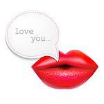 Red Lips With Speech Bubble, With Gradient Mesh, Vector Illustration