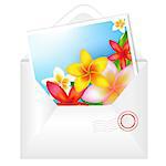 Open Envelope With Flowers Card With Gradient Mesh, Vector Illustration