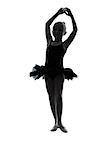 one  one little girl  ballerina ballet dancer dancing in silhouette on white background